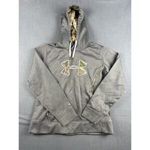 Under Armour Realtree Storm Hoodie Womens Size Large Gray/Pink Camo Hunting